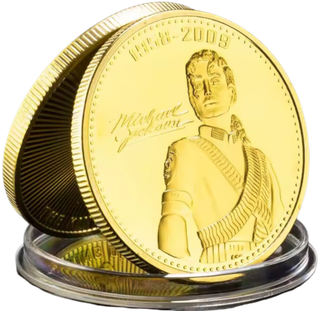 MICHAEL JACKSON MONEDA BAÑADA EN ORO + ESTUCHE
