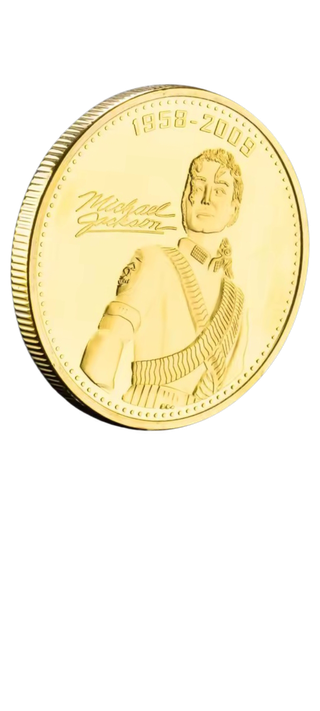 MICHAEL JACKSON MONEDA BAÑADA EN ORO + ESTUCHE