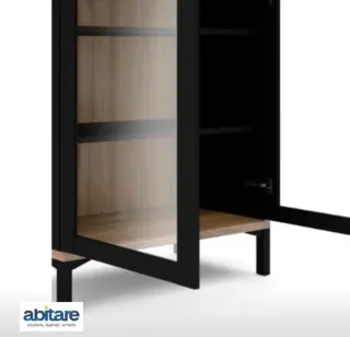 Estantería vitrina negra y madera nueva