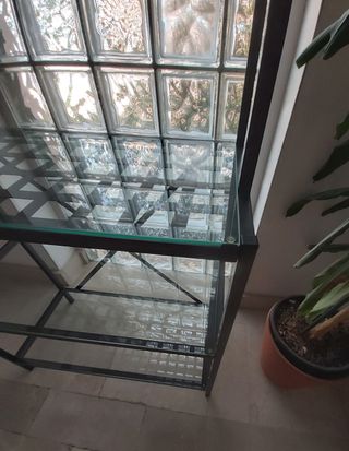 (7)Estantería Negra Hierro y Cristal