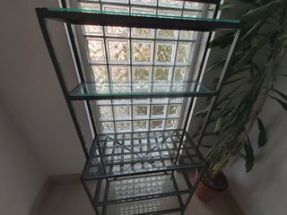 (7)Estantería Negra Hierro y Cristal