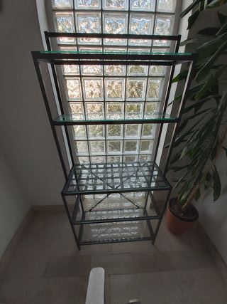 (7)Estantería Negra Hierro y Cristal