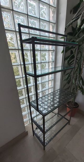 (7)Estantería Negra Hierro y Cristal