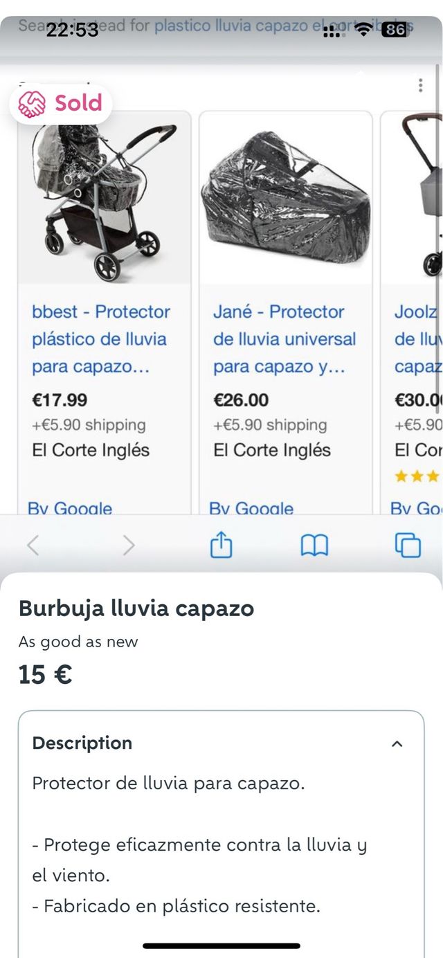 Burbuja lluvia capazo protector plástico