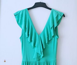 Vestido largo verde turquesa