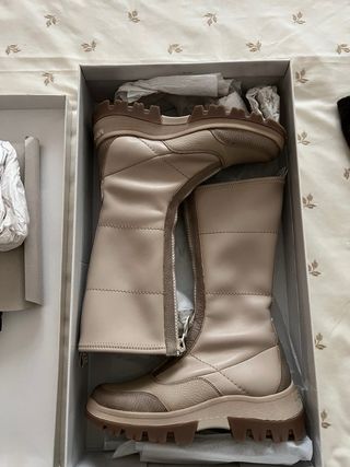 Botas Hispanitas Piel Beige Media Caña