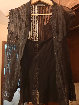Camisa transparente negra M