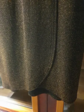 Vestido midi fiesta dorado y marrón, talla 38