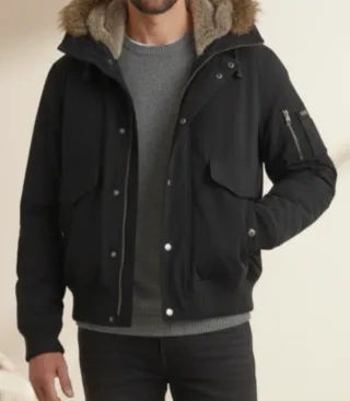 Bomber Woolrich nero con cappuccio