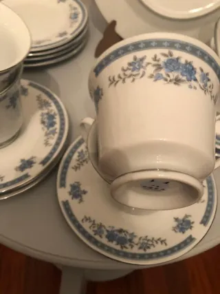 Juego de té porcelana floral azul