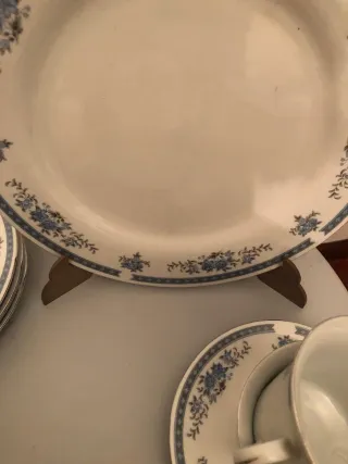 Juego de té porcelana floral azul