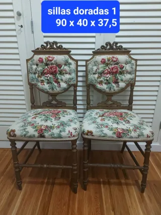 2 Sillas Doradas Florales