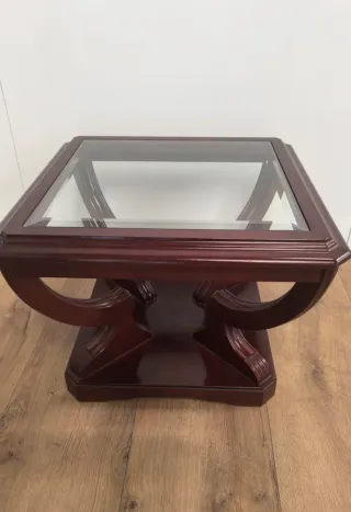 MESA BAJA CENTRO AUXILIAR DE MADERA Y CRISTAL