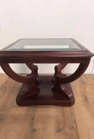 MESA BAJA CENTRO AUXILIAR DE MADERA Y CRISTAL