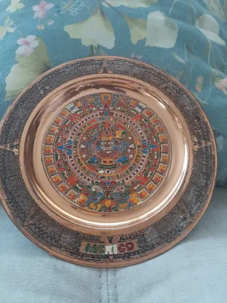 Plato Cobre Calendario Azteca México