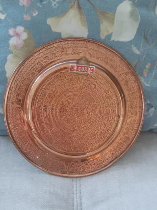 Plato Cobre Calendario Azteca México