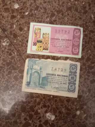 Lotería Nacional Billetes Vintage
