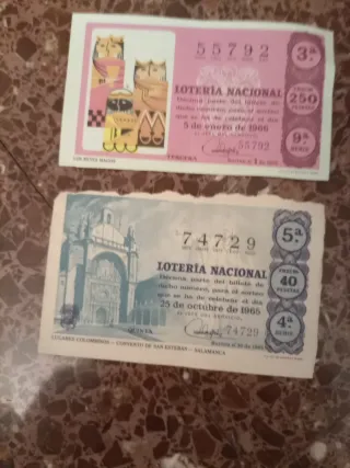 Lotería Nacional Billetes Vintage