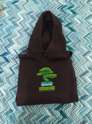 Felpa con cappuccio unisex marrone L65 spalle 68