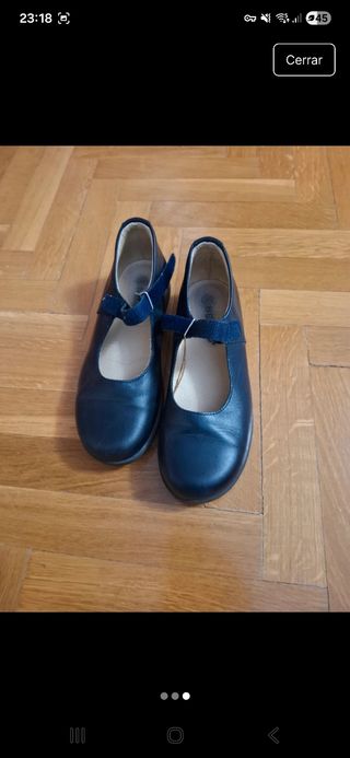 Merceditas azul marino de piel in extenso