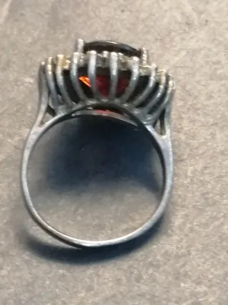 Anillo Antiguo Granate Plata