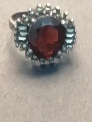 Anillo Antiguo Granate Plata