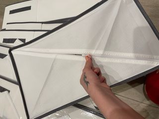 20€ por las 7 Cajoneras de tela grises y blancas