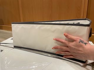 20€ por las 7 Cajoneras de tela grises y blancas