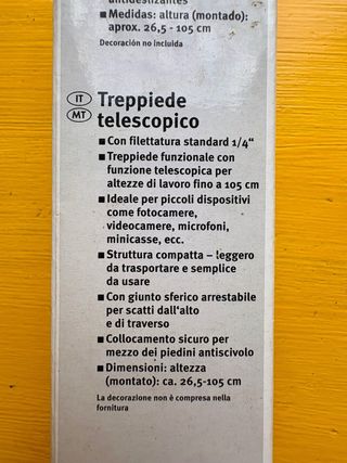 Treppiede telescopico con filettatura standard 1/4