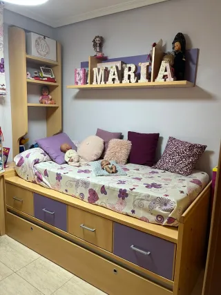 Dormitorio juvenil madera y tela