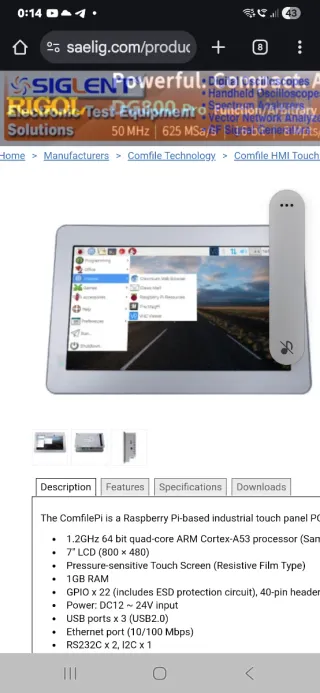 Panel Táctil Industrial Raspberry Pi CPI-A070WR