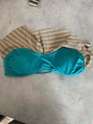 Costume a fascia righe beige/marrone