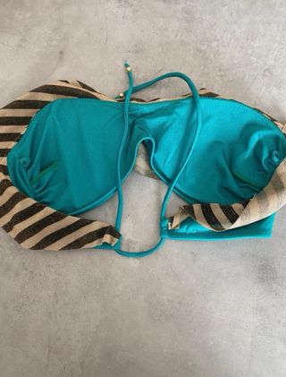 Costume a fascia righe beige/marrone