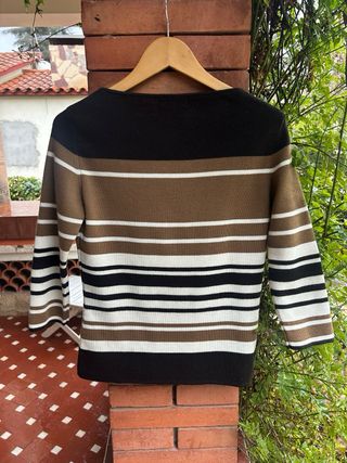 Jersey Burberry Rayas Marrón Negro Blanco Talla M