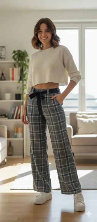 Pantalones de cuadros grises y negros