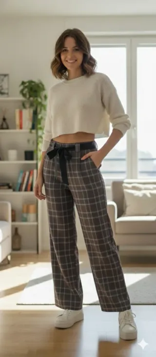 Pantalones de cuadros grises y negros