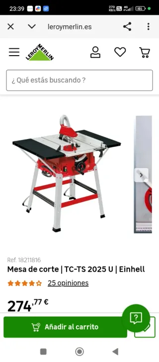 Mesa sierra circular Einhell TC-TS 2025 U