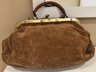 Bolso vintage ante y cuero marrón