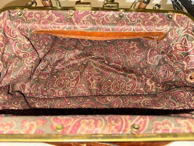 Bolso vintage ante y cuero marrón