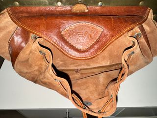 Bolso vintage ante y cuero marrón