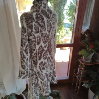 Cappottino in lana marrone e bianco