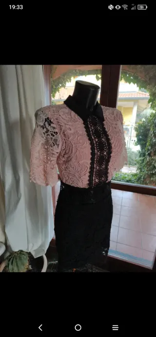 Abito pizzo rosa e nero