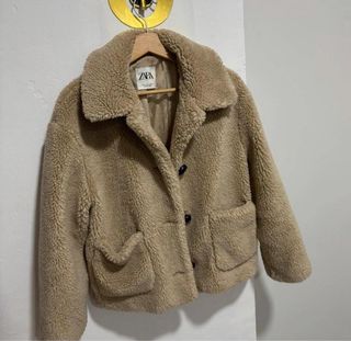 Abrigo Zara Beige Peluche Talla M