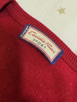 Chaleco de punto V-neck hombre rojo oscuro