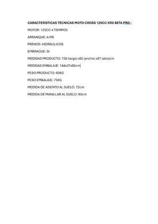 Mini moto cross 125cc KRX BETA PRO