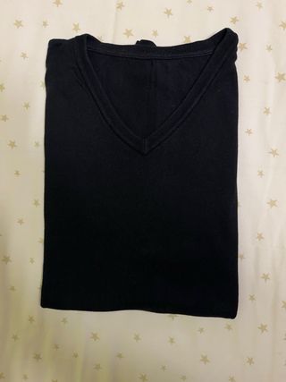 Jersey sin mangas cuello pico negro Talla XL