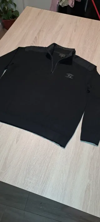 Sudadera Negra Media Cremallera Cuello Alto