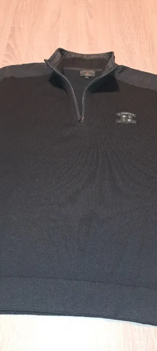 Sudadera Negra Media Cremallera Cuello Alto