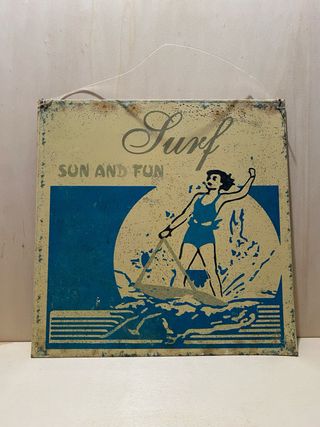 Insegna in metallo Surf Son and Fun