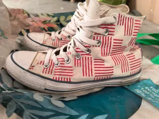 Converse All Star Scarpe Alte Rosse Bianche